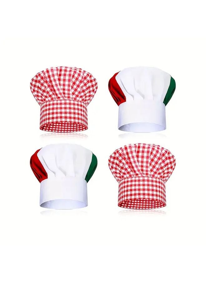 2pcs Red Chef Hats Adjustable Elastic Band Durable Kitchen Uniform - Image 1